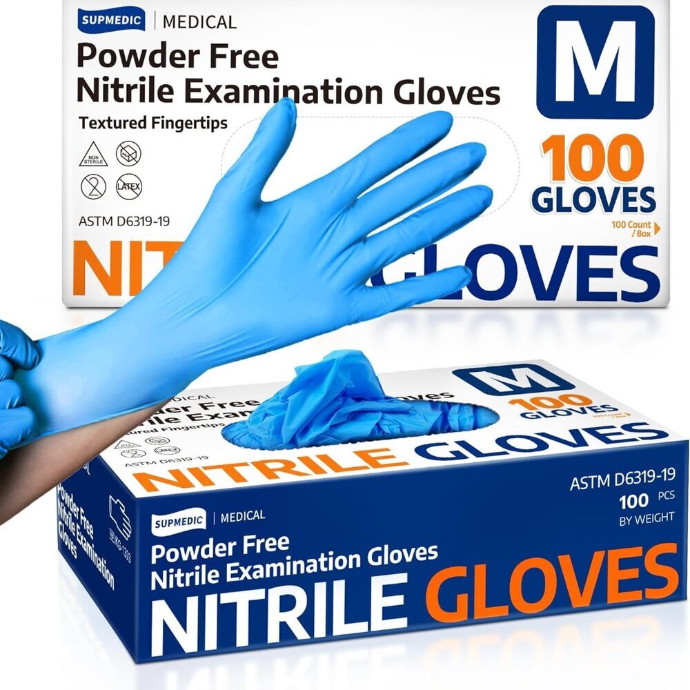 Medical Soft Max Nitrile Exam Gloves, 100 Count Latex-Free Powder-Free Non-Steri